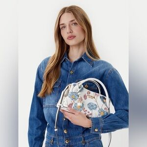 GUESS White Floral Satchel Bag
